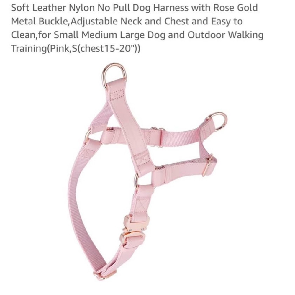 Amazon Pink Dog Harness with Rose Gold Buckle